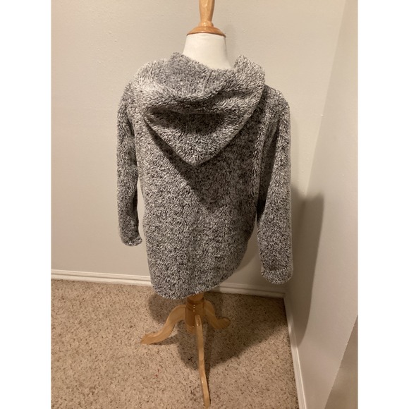 Brandy Melville Gray Speckled Plush Fleece Hooded Cardigan Jacket Women's - Picture 5 of 6